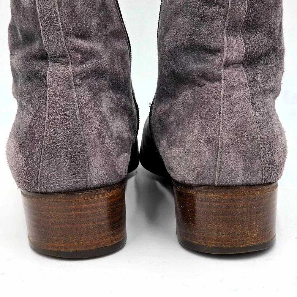 Vintage Mauri Exotic Ostrich and Suede Gray Dress Shoes Mens 8.5 Ankle Zip Boots - Picture 12 of 16